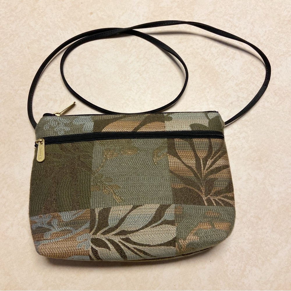 Danny K Bag Tapestry Womens Purse Crossbody Vintage Made in USA Green Leaf Boho